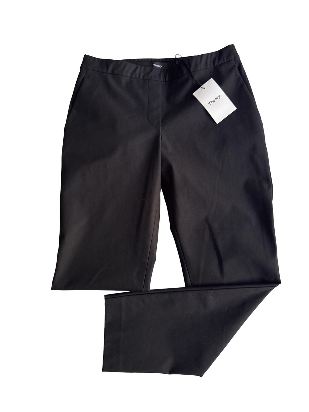 THEORY NWT Thaniel Black Approach Stretch Cotton Pull-On Ankle Pants Career Wear